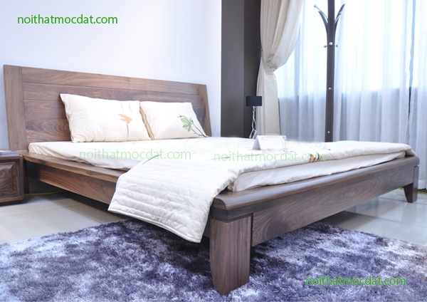 Giường ngủ gỗ óc chó ms 05 - Thiết kế thi công